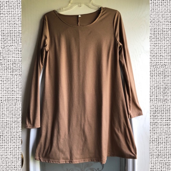 Dresses & Skirts - Long Sleeve Camel Colored Swing Dress
